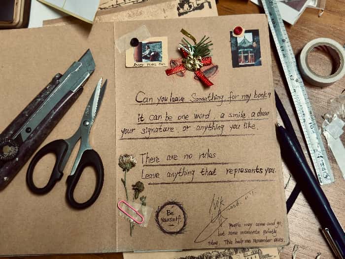 A notebook filled with memories from friends.